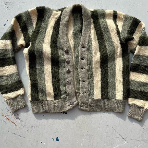 Source Unknown Sweaters - Women's Cardigan Multicolor Striped Button NO SIZE Cottagecore Preppy City Farm
